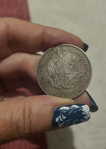 1930 Yunanistan Antika 5 drahmi Madeni Para - Görsel 6