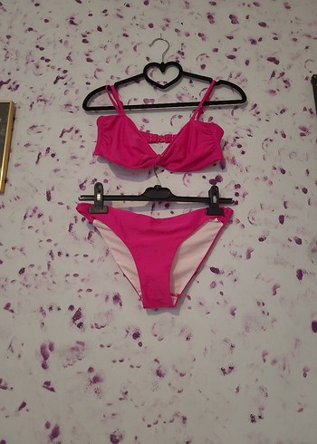 Kadın Fuşya İnce Askılı Bikini Takımı