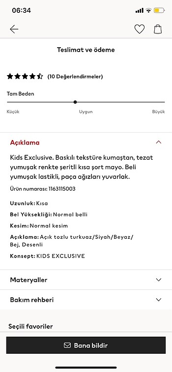 1,5 Yaş Beden H&M çocuk mayo şort