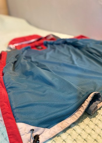 Erkek Kırmızı Gri Kapüşonlu Fermuarlı Mont - Görsel 4