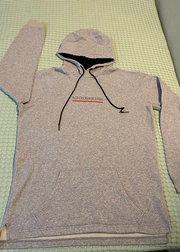 Uzun Kollu Gri Kapüşonlu Erkek Sweatshirt - Görsel 2