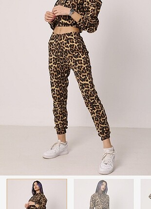 Leopar desenli eşofman takımı