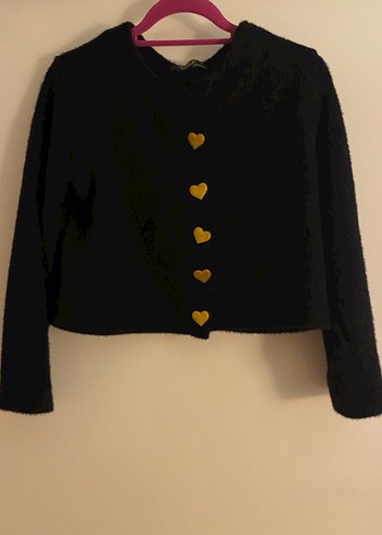 Siyah kalpli düğmeli yumuşak hırka - Görsel 3