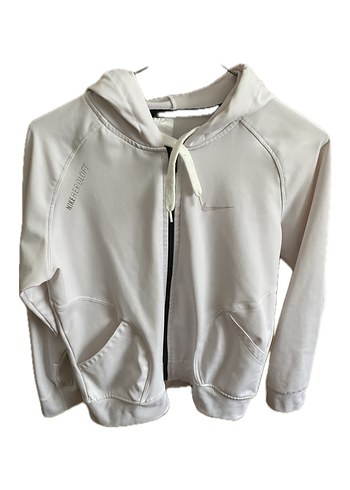 Standart Beden Beden Kızlar için Fermuarlı Beyaz Sweatshirt ve Siyah Eşofman