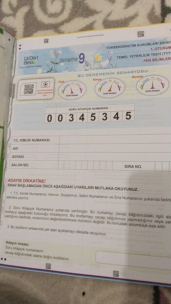 345 tyt matematik ve fen denemesi