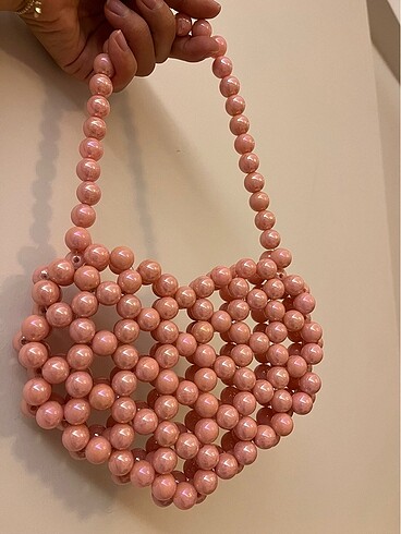 inci Pembe inci kalp çanta