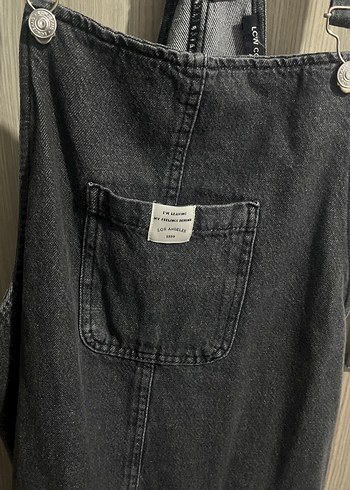 Siyah Kot Midi Askılı Kadın Tulum - Görsel 6