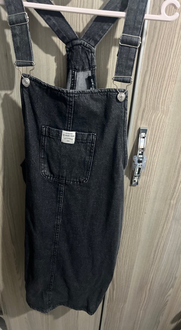 Siyah Kot Midi Askılı Kadın Tulum - Görsel 2