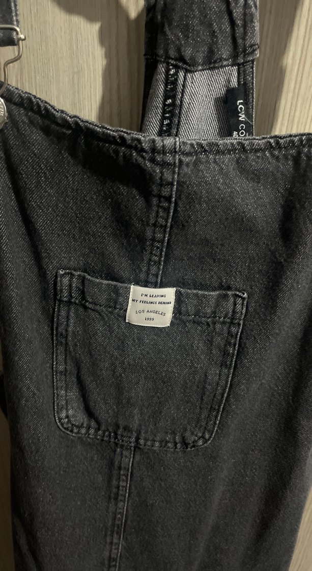 Siyah Kot Midi Askılı Kadın Tulum - Görsel 3