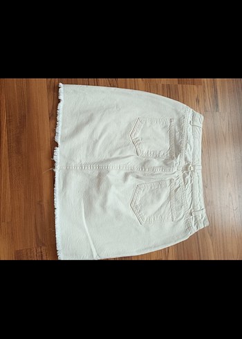 Beyaz Denim Mini Etek - Görsel 2