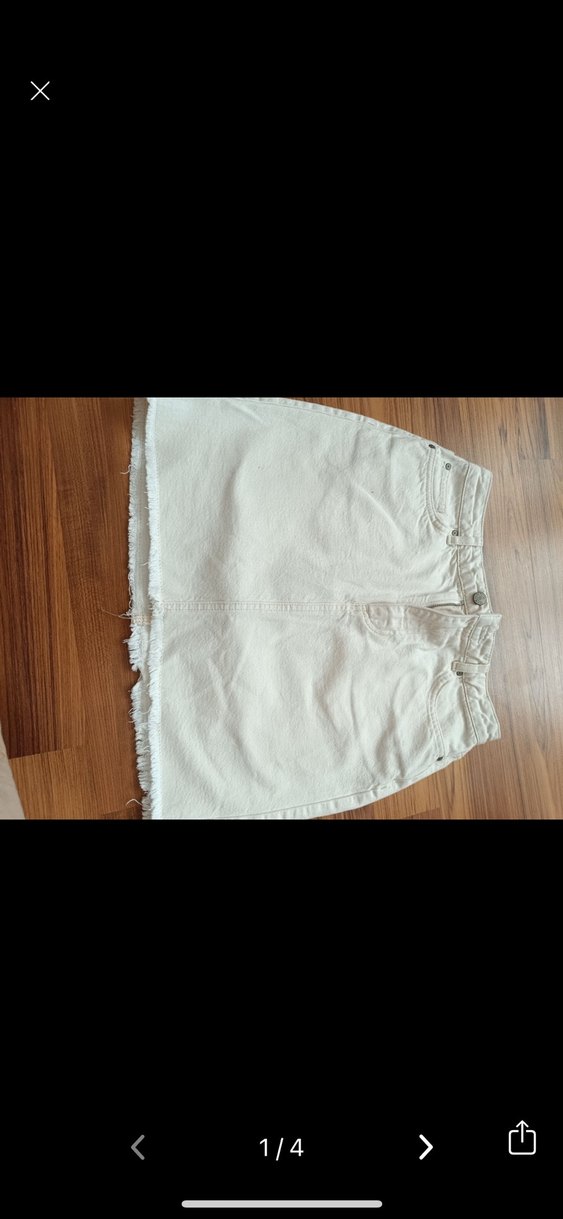 Beyaz Denim Mini Etek - Görsel 4