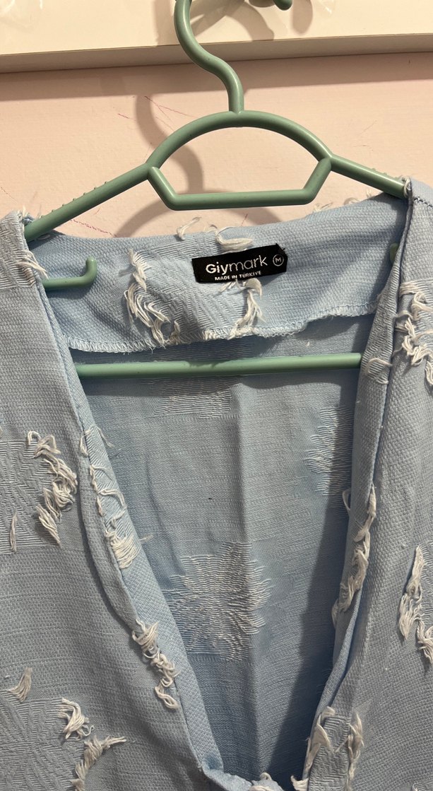 Mavi Bağcıklı Bohem Kadın Kimonosu - Görsel 3