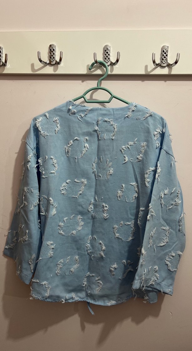 Mavi Bağcıklı Bohem Kadın Kimonosu - Görsel 4