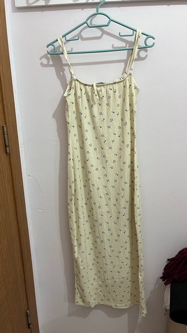 Beyaz Straplez Midi Elbise - Görsel 3