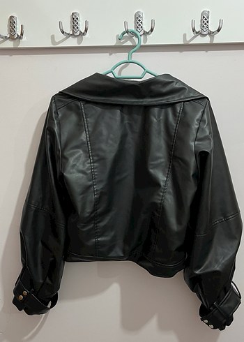 Siyah Deri Biker Ceket - Görsel 2