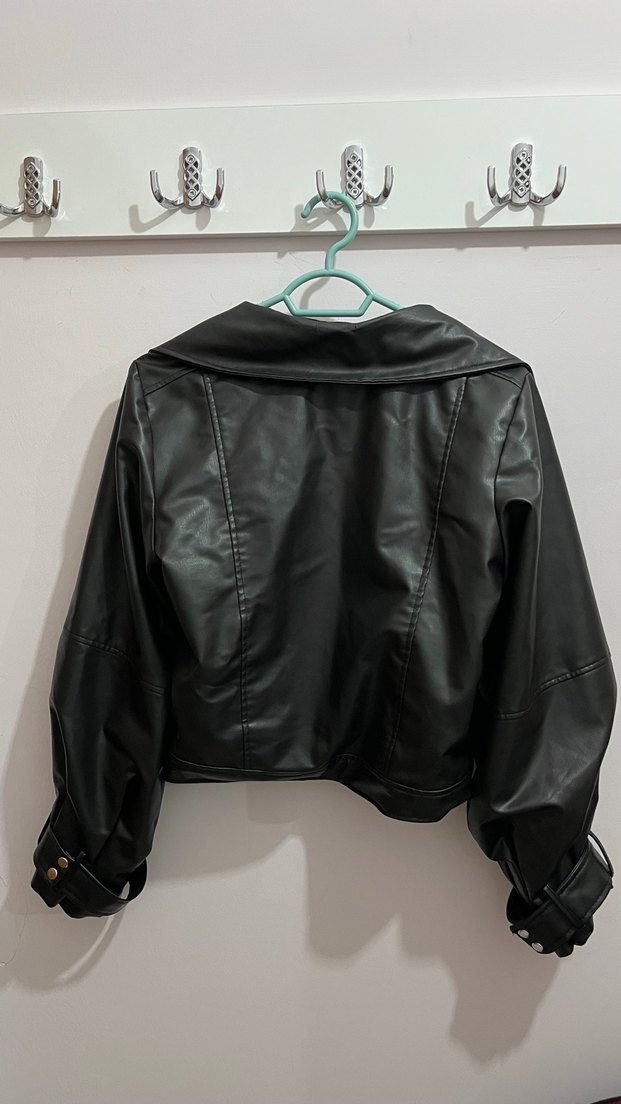 Siyah Deri Biker Ceket - Görsel 2