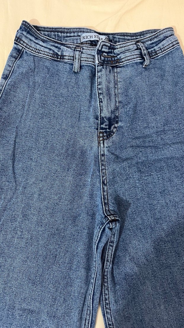 Kadın Mavi Midi Kot Pantolon - Rahat Kesim - Görsel 2