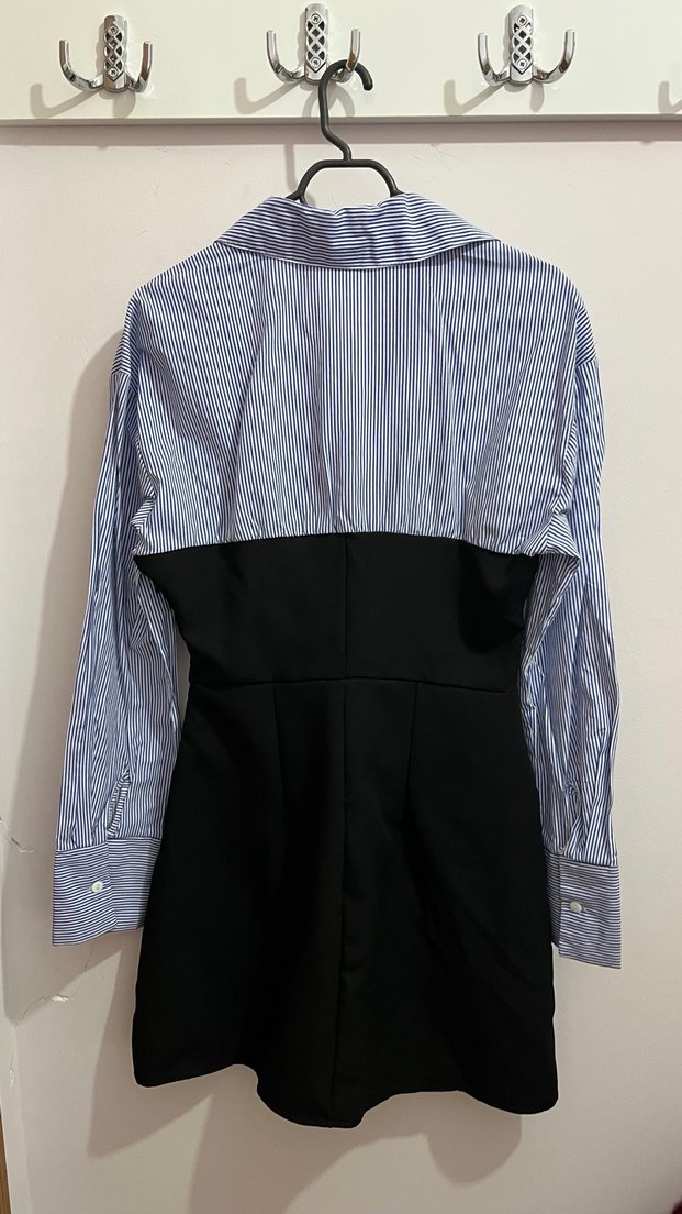 Siyah Straplez Midi Ofis Elbisesi - Görsel 4