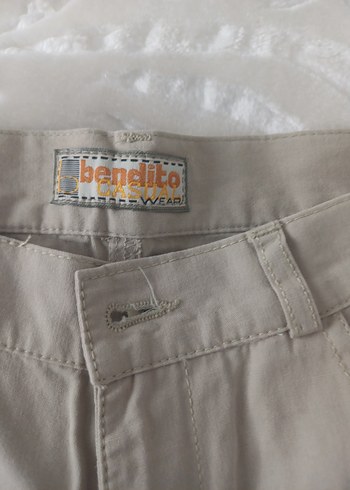 Bej Kadın Keten Rahat Kesim Şort - Görsel 4