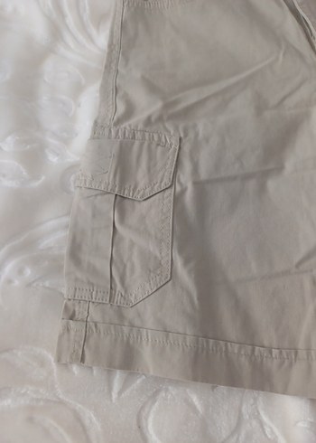 Bej Kadın Keten Rahat Kesim Şort - Görsel 2