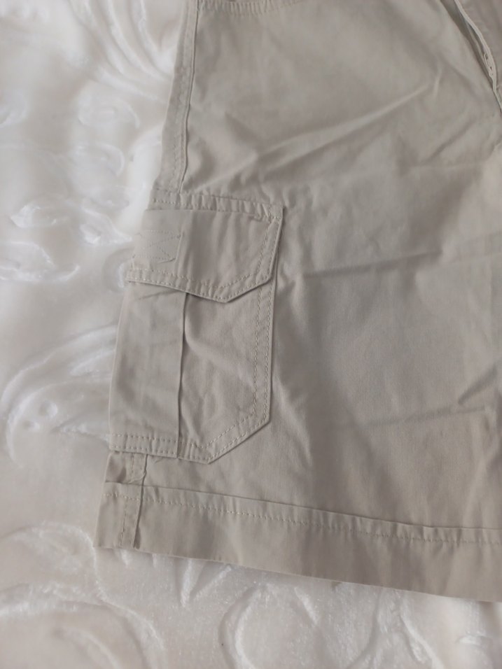 Bej Kadın Keten Rahat Kesim Şort - Görsel 2