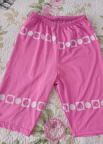 Pembe Desenli Rahat Kesim Kız deniz mayo Şortu