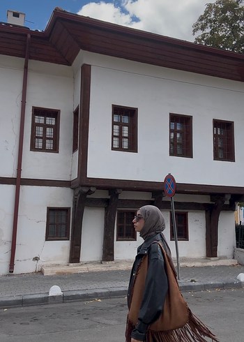 Kahverengi Düet Deri Kadın Püsküllü çanta