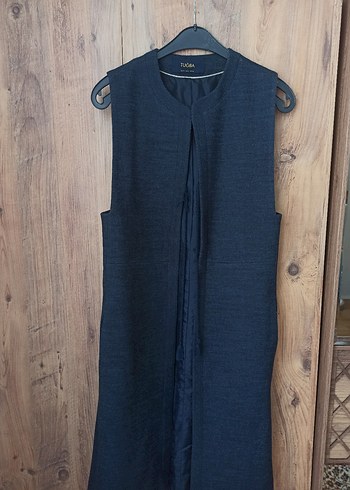Linen Kumaşlı Uzun Kadın Yelek