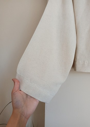 Diğer Bej Midi Keten Düğmeli kimono