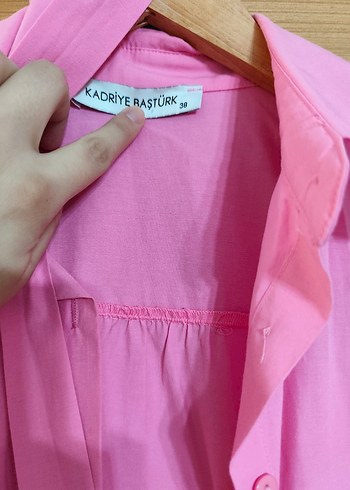 Pembe Uzun Kollu Volanlı Kadın Elbise - Görsel 2