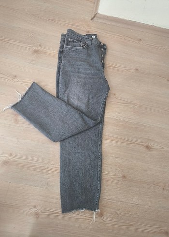 Gri Regular Fit Kadın Denim Pantolon mom jeans - Görsel 3
