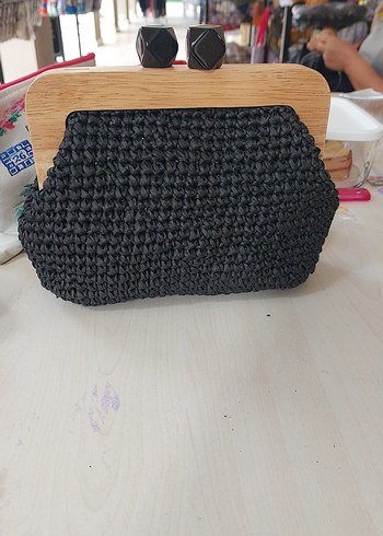 Siyah Örgü Kadın Portföy Çanta