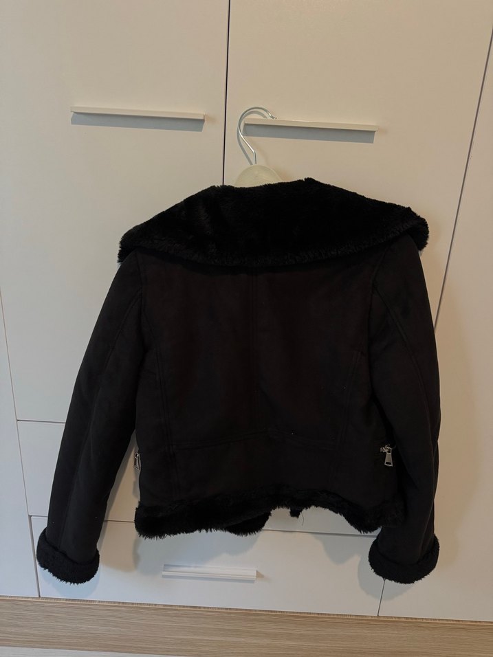 Siyah Süet Kadın Ceket, Kürklü - Görsel 4