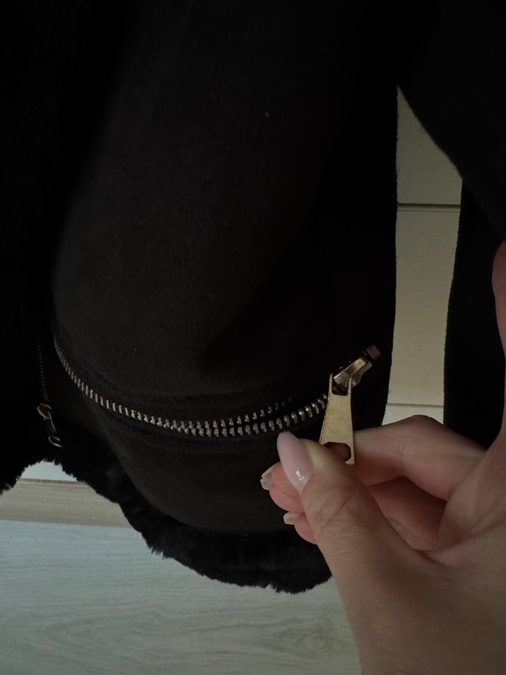 Siyah Süet Kadın Ceket, Kürklü - Görsel 5