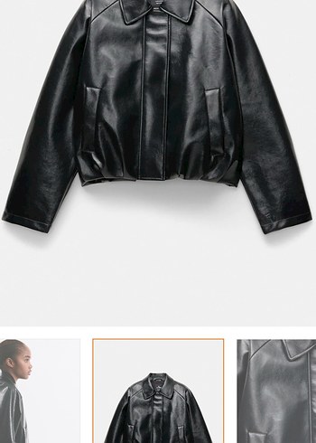 Kadın Siyah Deri Midi Ceket - Görsel 2