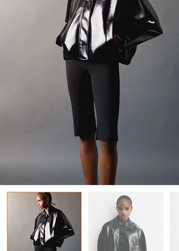 Kadın Siyah Deri Midi Ceket - Görsel 3