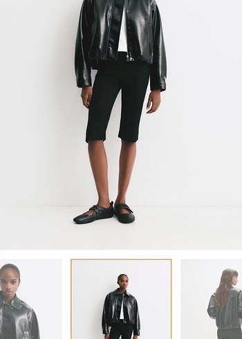 Kadın Siyah Deri Midi Ceket - Görsel 4