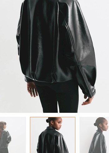 Kadın Siyah Deri Midi Ceket - Görsel 6