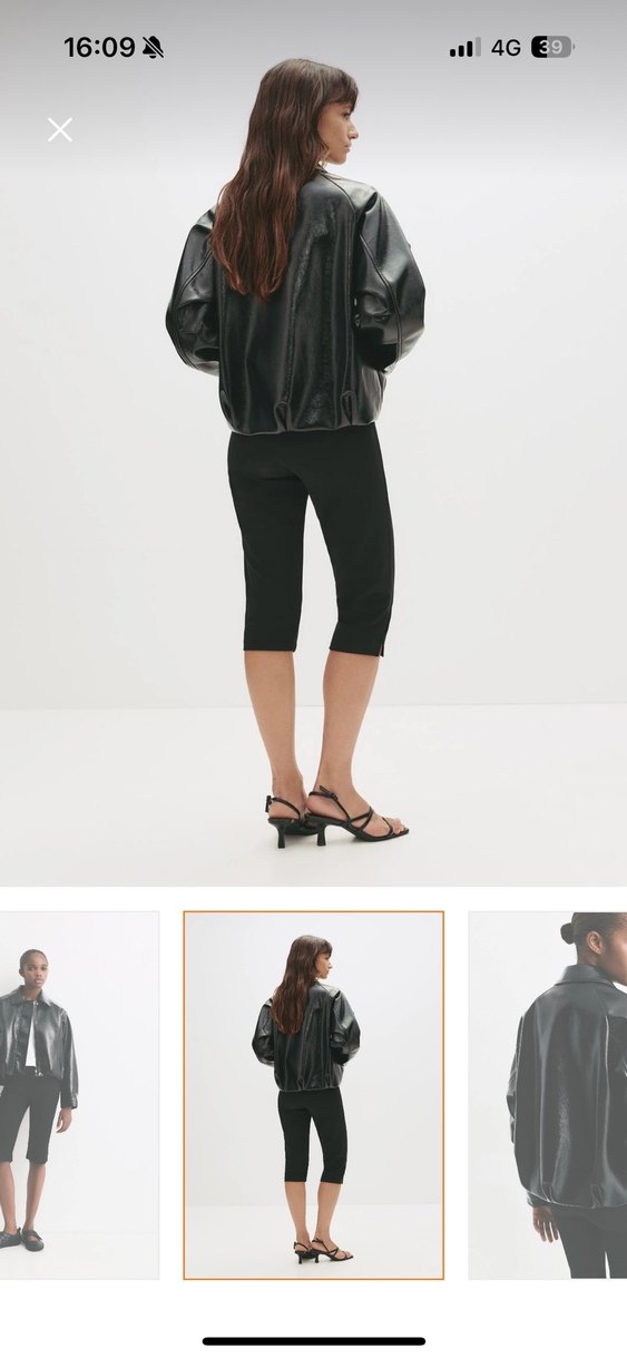 Kadın Siyah Deri Midi Ceket - Görsel 5