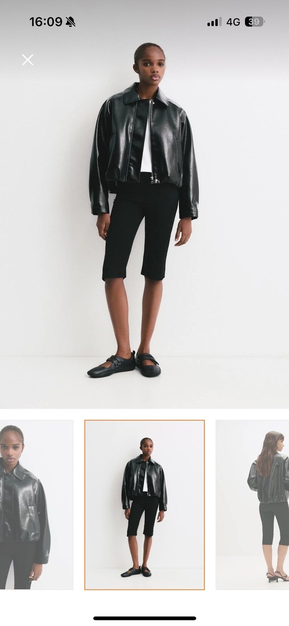 Kadın Siyah Deri Midi Ceket - Görsel 4