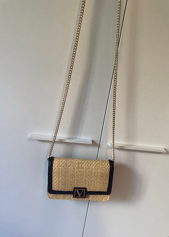 Victorias Secret Zincir Detaylı Bej Hasır Kadın Omuz Çantası - Görsel 3