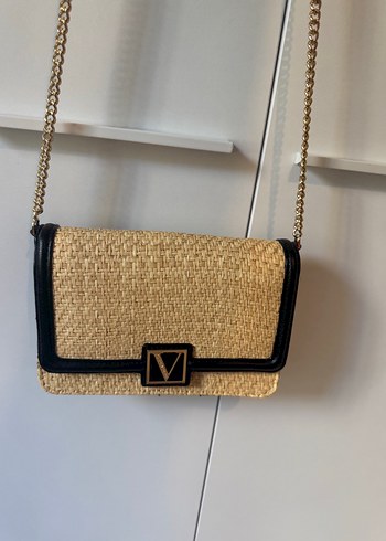 Victorias Secret Zincir Detaylı Bej Hasır Kadın Omuz Çantası - Görsel 4