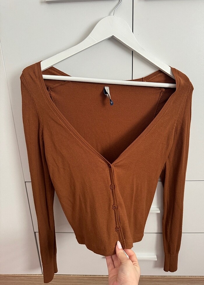 bershka kahverengi hırka - Görsel 2