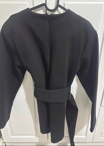 Siyah Kemerli Uzun Kollu Mini Elbise - Görsel 3