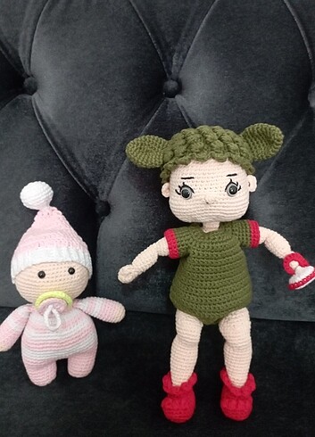 Amigurumi emzikli bebekler.büyük bebek çok fonksiyonlu (kollar b