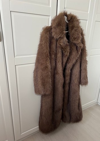 Uzun Bej Kadın Kürk Kaban - Görsel 2