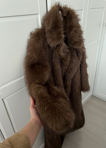 Uzun Bej Kadın Kürk Kaban - Görsel 3