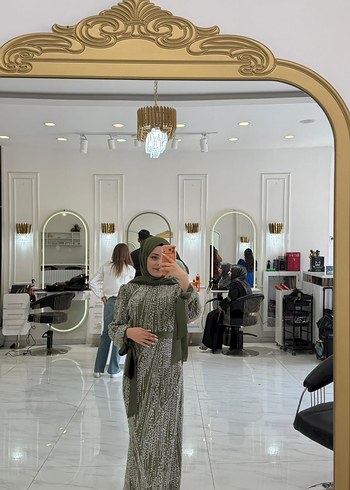 Bohem Tarz Uzun Kol Detaylı Haki abiye - Görsel 2