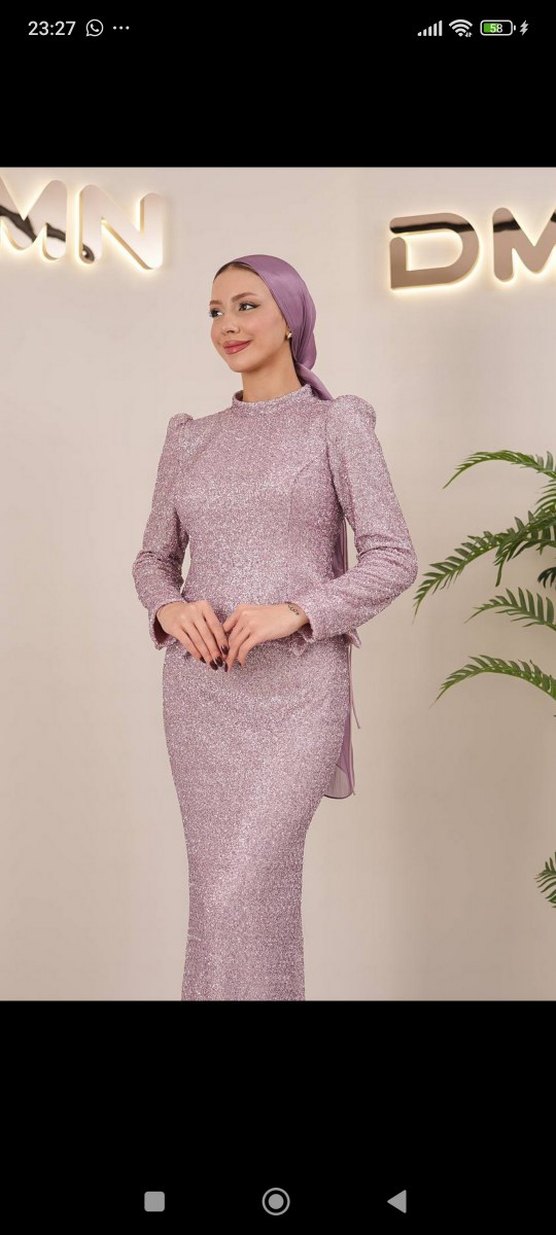 Gül kurusu  i Kadın tesettür abiye - Görsel 2