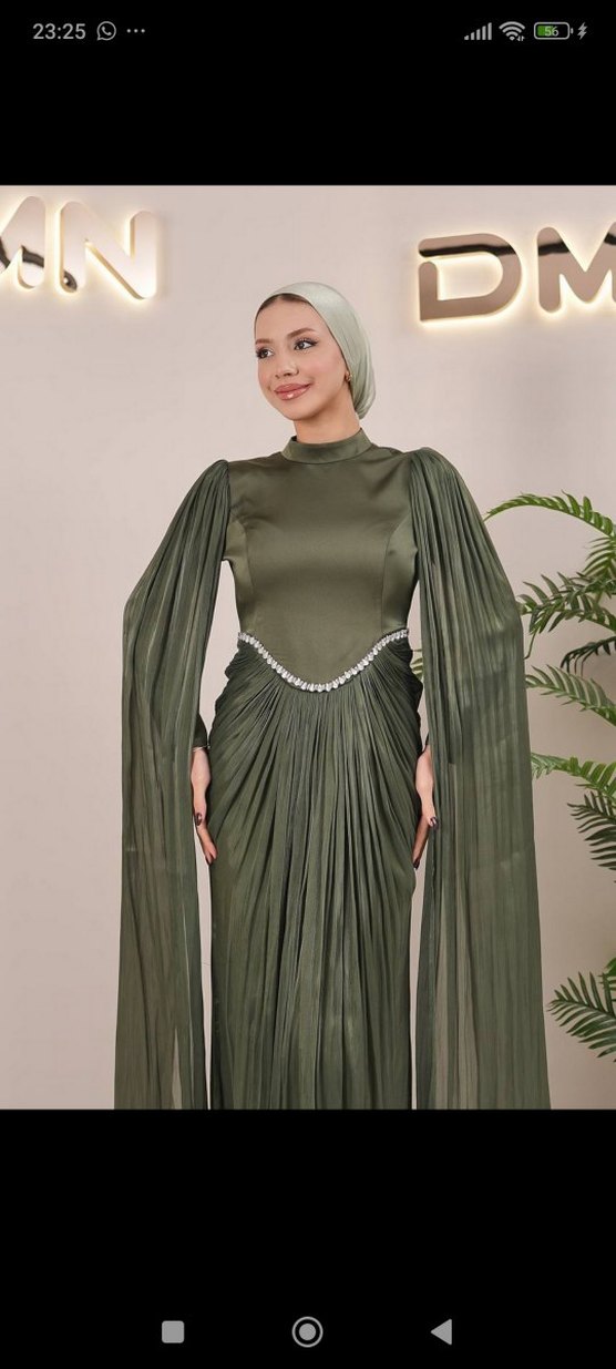 Drapeli Uzun kol tesettür abiye - Görsel 2